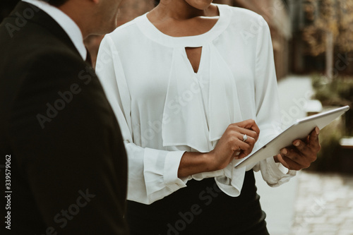 Woman using digital device