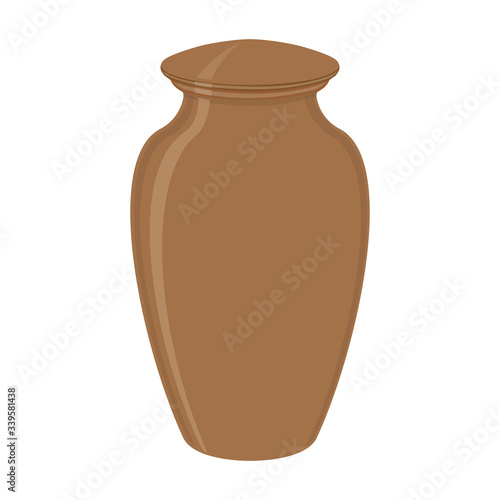 Urn for ashes. Symbols for the funeral service. Vector illustration.