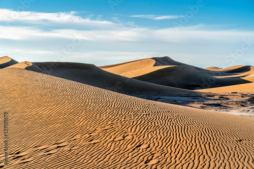 Beautiful landscape of Sahara Desert sand dunes in Africa