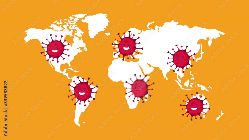 world planet with covid19 particles characters world planet with covid19 particles characters