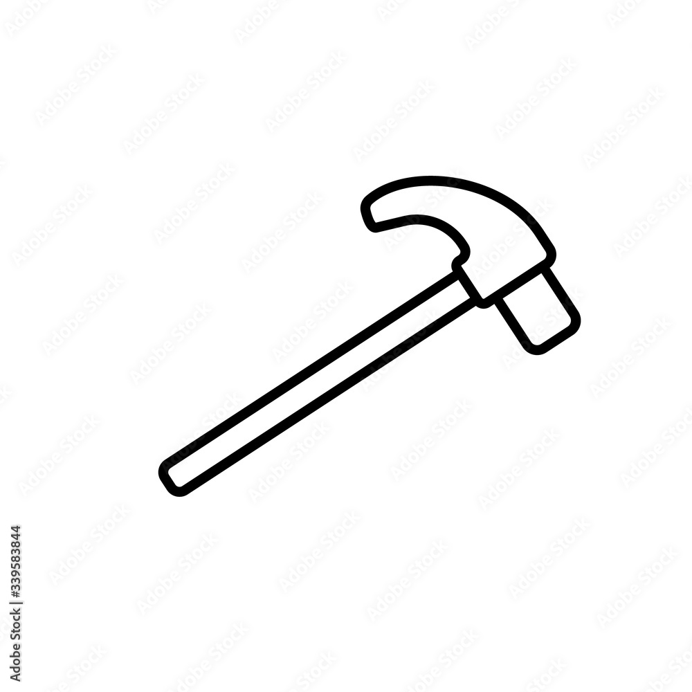 Carpenter tool hammer isolated on white background. Line icon for construction, decoration, repair services. Tool kits. Sale, rent. Hand tools. Shop for locksmith, carpenter, foreman. Carpenter tool hammer isolated on white background. Line icon for construction, decoration, repair services. Tool kits. Sale, rent. Hand tools. Shop for locksmith, carpenter, foreman.