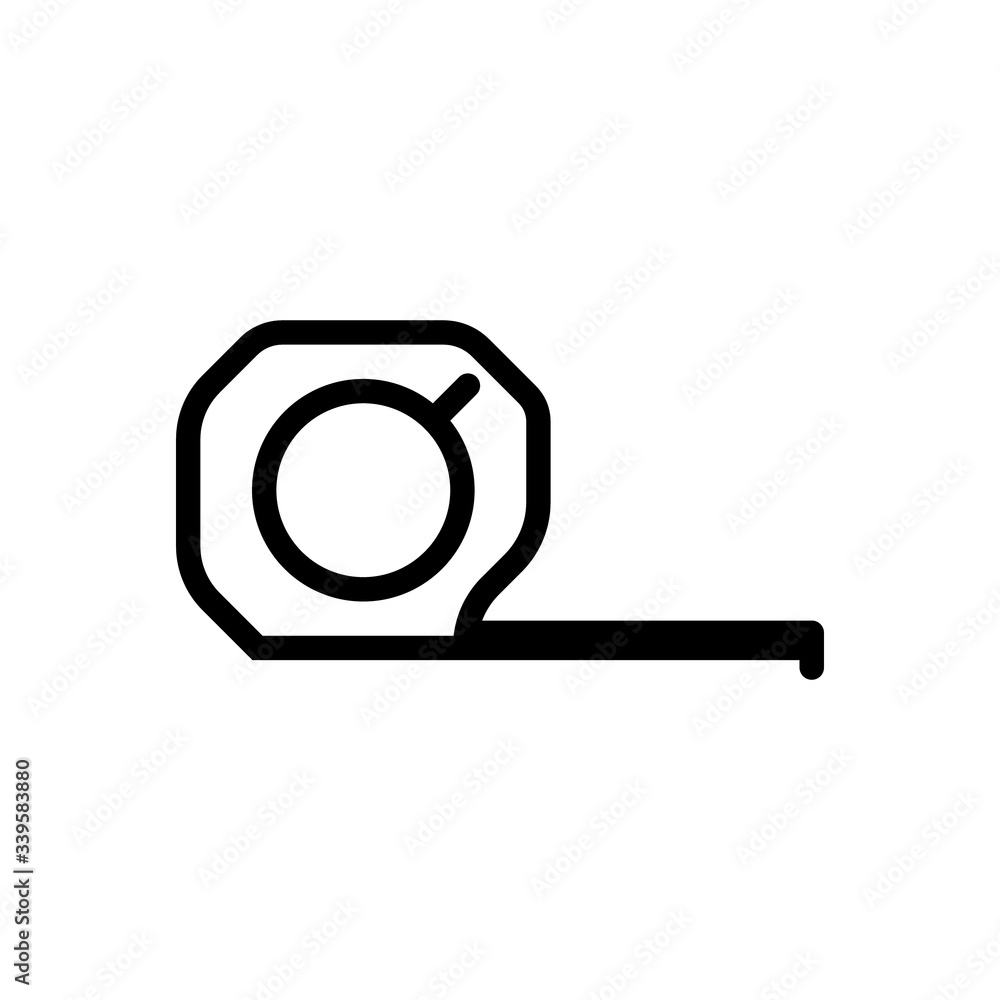 Carpenter tool tape measure isolated on white background. Line icon for construction, decoration, repair services. Tool kits. Sale, rent. Hand tools. Shop for locksmith, carpenter, foreman. Carpenter tool tape measure isolated on white background. Line icon for construction, decoration, repair services. Tool kits. Sale, rent. Hand tools. Shop for locksmith, carpenter, foreman.