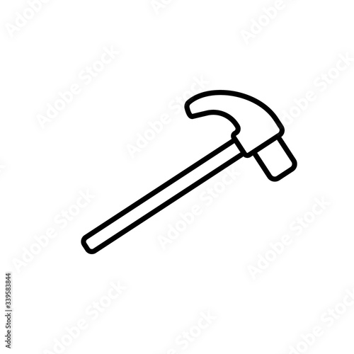 Carpenter tool hammer isolated on white background. Line icon for construction, decoration, repair services. Tool kits. Sale, rent. Hand tools. Shop for locksmith, carpenter, foreman.