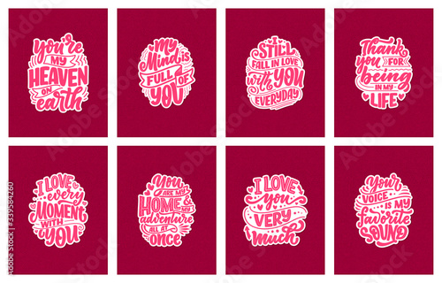 Set with slogans about love...
