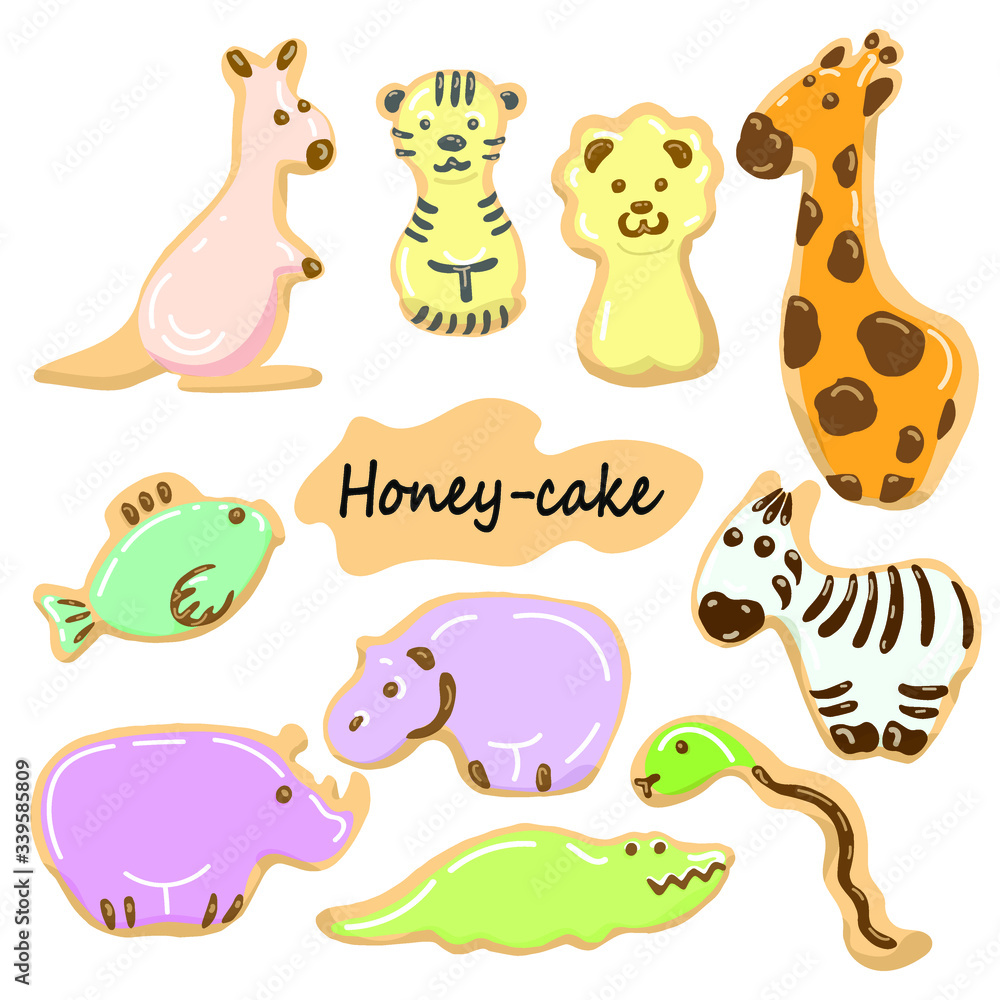 Obraz premium gingerbread cookies in the form of african animals