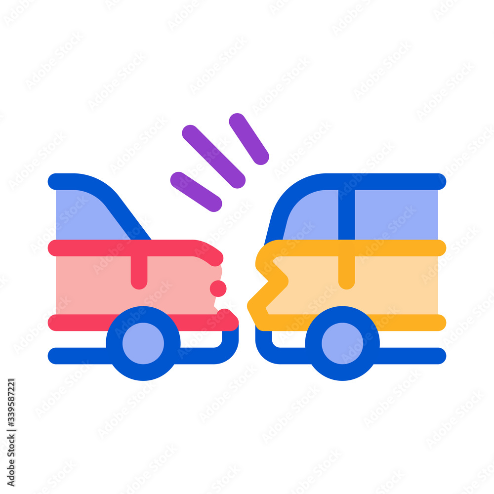 minimum dangerous distance between cars icon vector. minimum dangerous distance between cars sign. color symbol illustration
