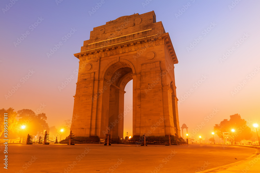 India Gate in New Delhi, evening view