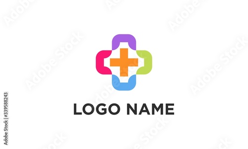 medical logo with cross and overlay design