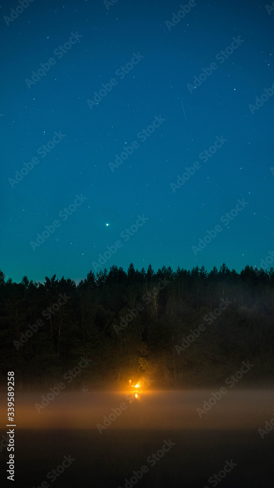 Fototapeta premium Night full of stars, fireplace.