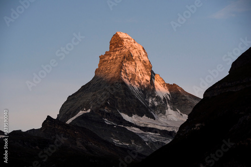 sun rise on the Matterhorn Mountain in Switzerland