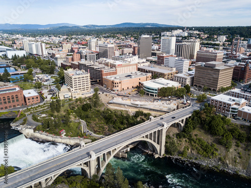 aerial view of spokane washington with bridge
