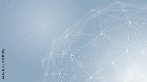 Abstract futuristic with connection lines on blue background. Plexus structure. Concept of Science, Business, Communication, Medical, Technology, Network, Cyber, Sci-fi. Illustration. 3D rendering