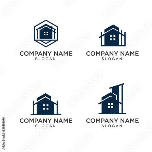 set logo design for construction and service 