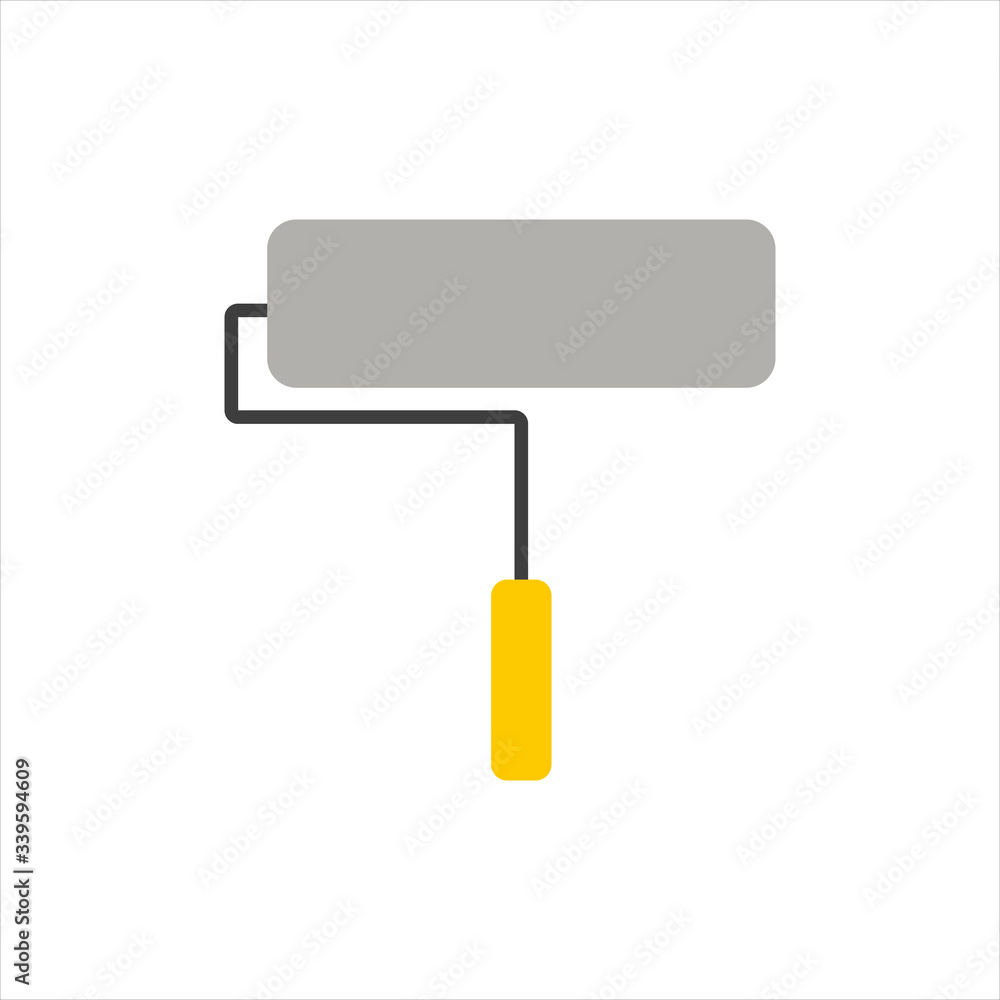 paint roller with a yellow handle on a white background paint roller with a yellow handle on a white background