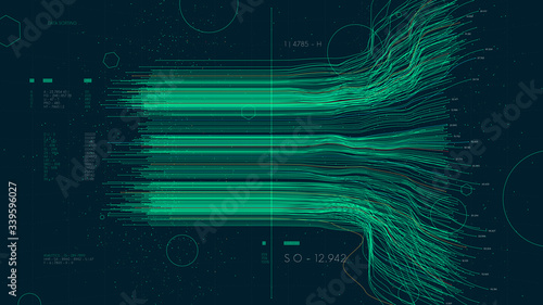 Information artificial neural network, cluster analysis of big data, computer intelligent technologies, vector illustration