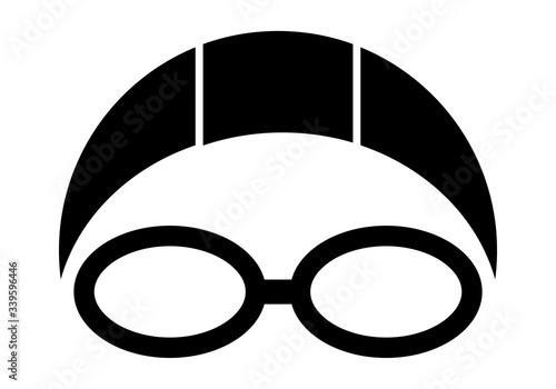 Icono negro con gorro de piscina y gafas de buceo.
