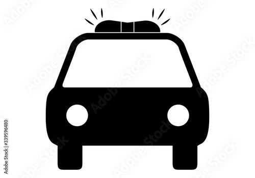 SIlueta de un coche de policía con sirena.