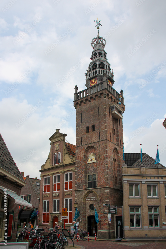 Fototapeta premium Monnickendam Church with bikes next door