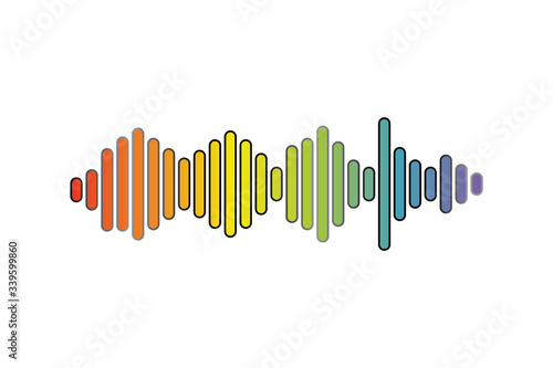 Pulse music player. Audio colorful wave logo. Sound equalizer element. Isolated design symbol. Jpeg