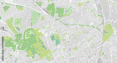 Map of Hampstead and Highgate, north London, UK