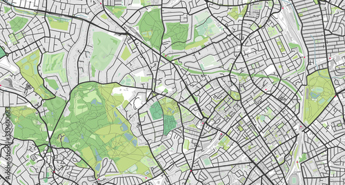 Map of Hampstead and Highgate, north London, UK