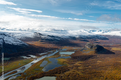 arctic mountain landscape with lakes and snow © AGORA Images