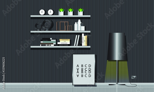 vector illustration of decorate wall shelf 