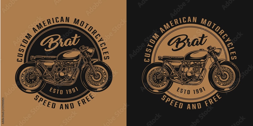 Fototapeta premium Vintage custom motorcycle round print