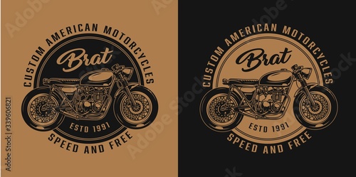 Vintage custom motorcycle round print