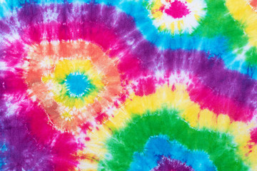 tie dye pattern hand dyed on cotton fabric abstract texture background.