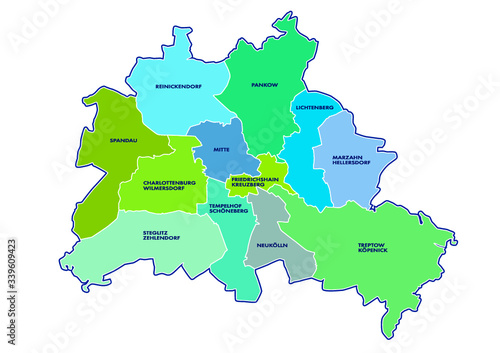 Berlinkarte mit separaten Bezirken