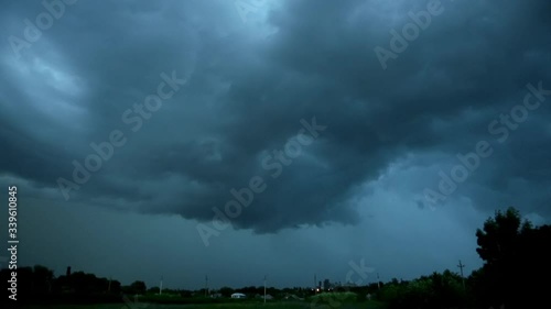 Timelaps Stormy sky over the province. Ranch. Country farm. Storm and rain.