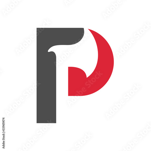 Letter P axe logo, lumberjack icon design, wood logging symbol - Vector