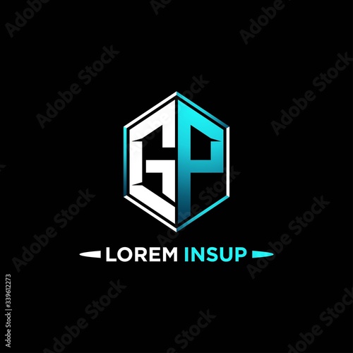 GP initial hexagon logo monogram designs modern templates .