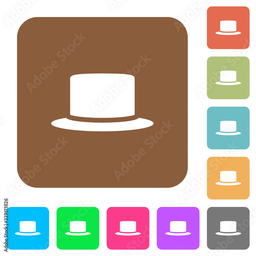 Silk hat rounded square flat icons