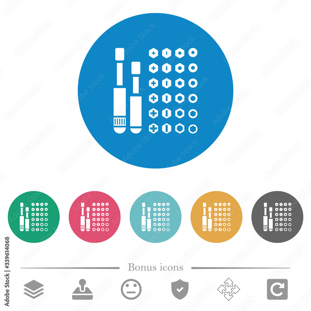 Set of screwdriver bits flat round icons Set of screwdriver bits flat round icons