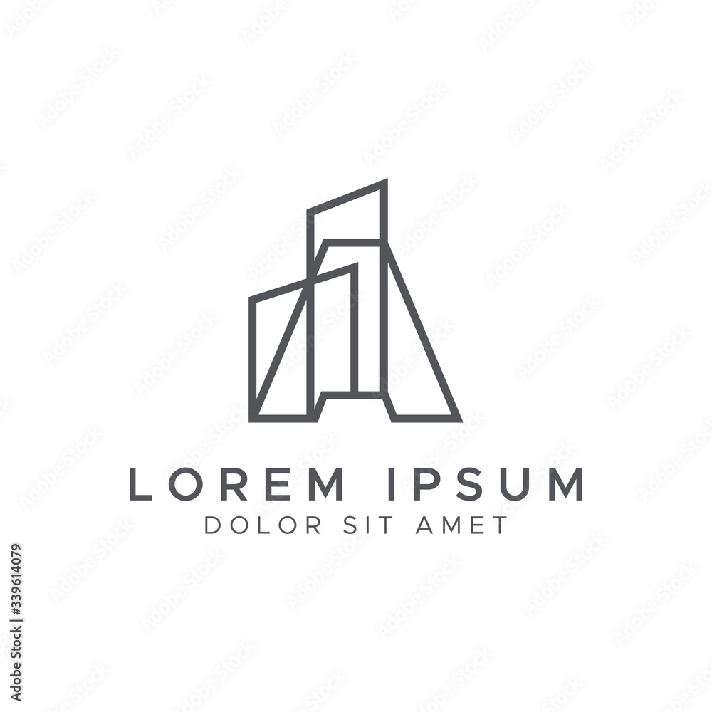 Letter A line building logo vector design template Letter A line building logo vector design template