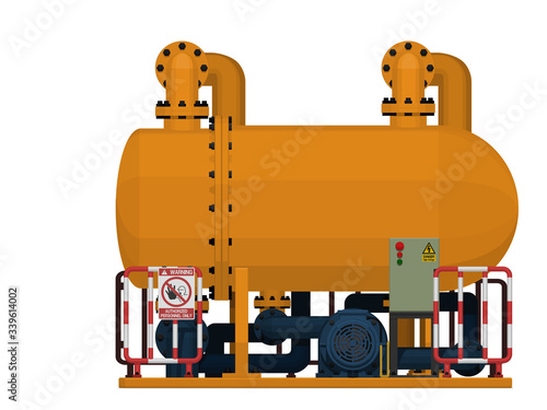 Isolate Heat exchanger system on white background