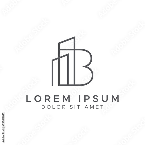 Letter B line building logo vector design template