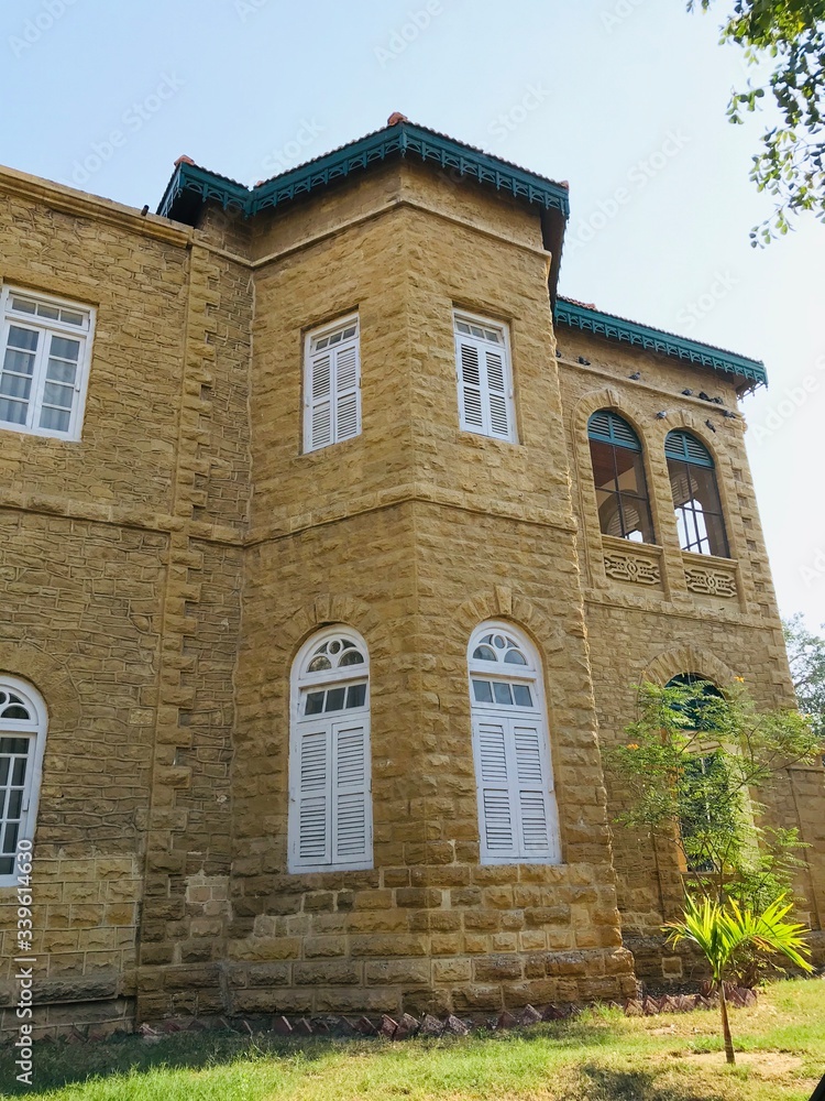 Od brick architecture of the house of the founder of Pakistan 
