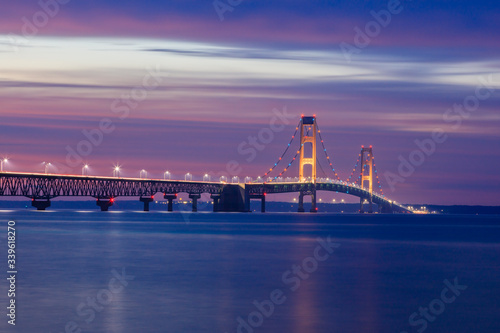 Mackinac Bridge in sunset