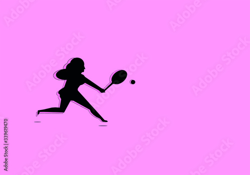 Silueta femenina jugando al tenis