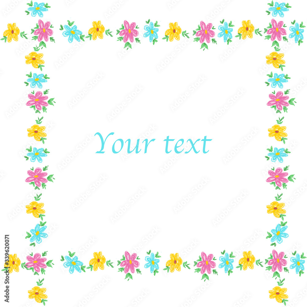 Hand drawn simple flowers frame for greeting card, invitation Hand drawn simple flowers frame for greeting card, invitation