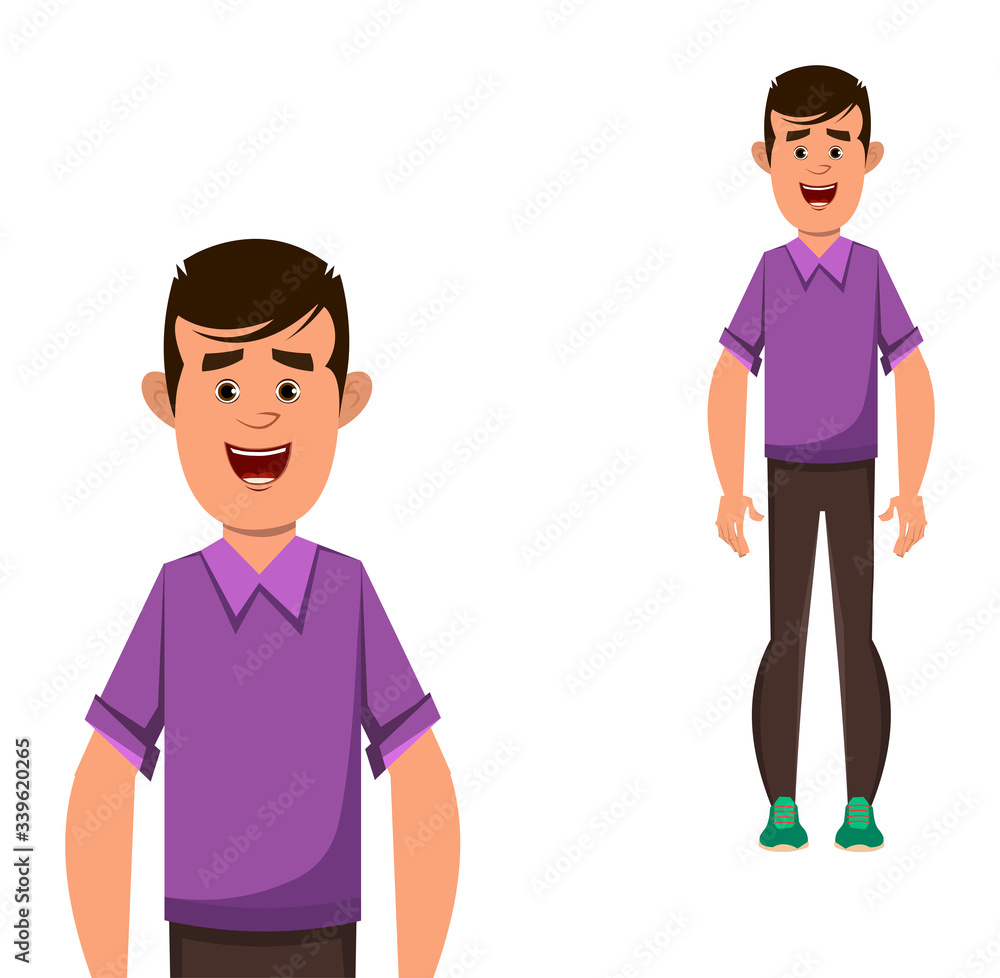 casual boy cartoon character standing pose vector illustration for your design, motion or animation casual boy cartoon character standing pose vector illustration for your design, motion or animation