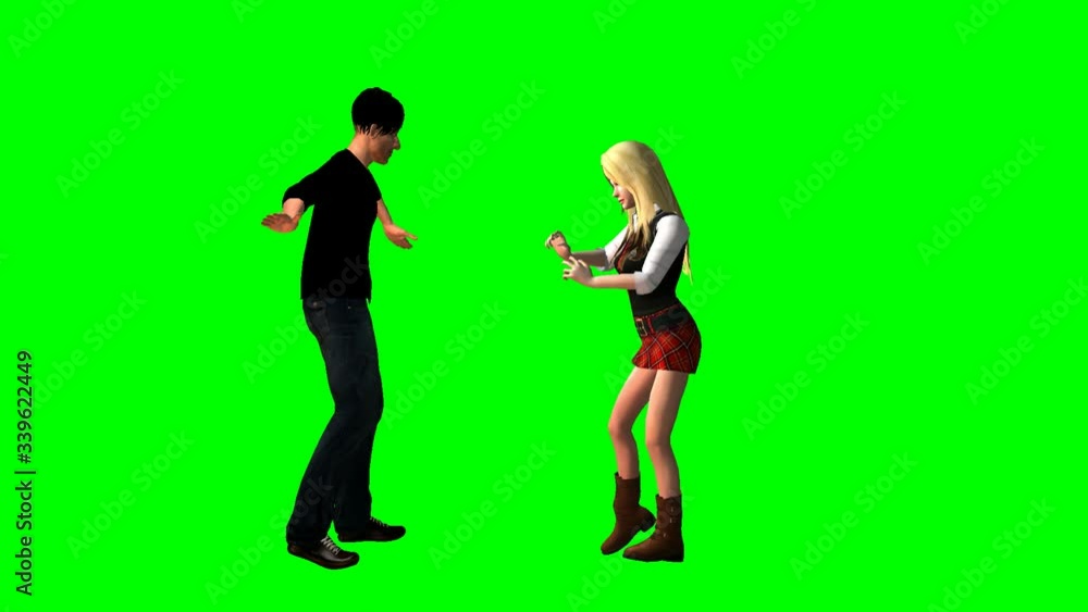Man and woman dancing on a green screen Man and woman dancing on a green screen