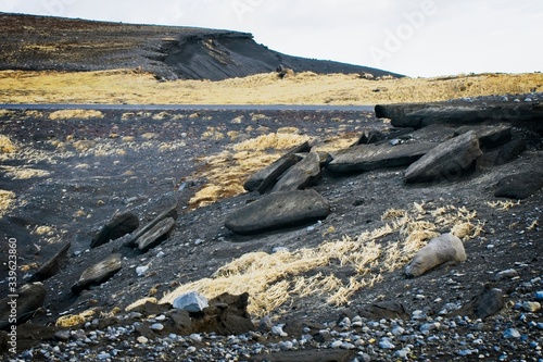 Schilderij op canvas Black volcanic foss stones