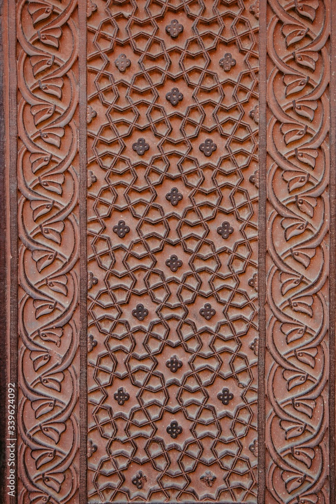 traditional pattern on a building in Agra, India traditional pattern on a building in Agra, India