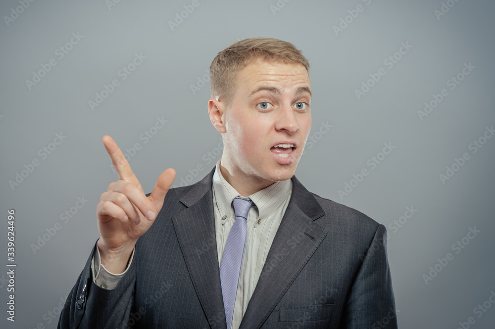 business man pointing up finger isolated business man pointing up finger isolated