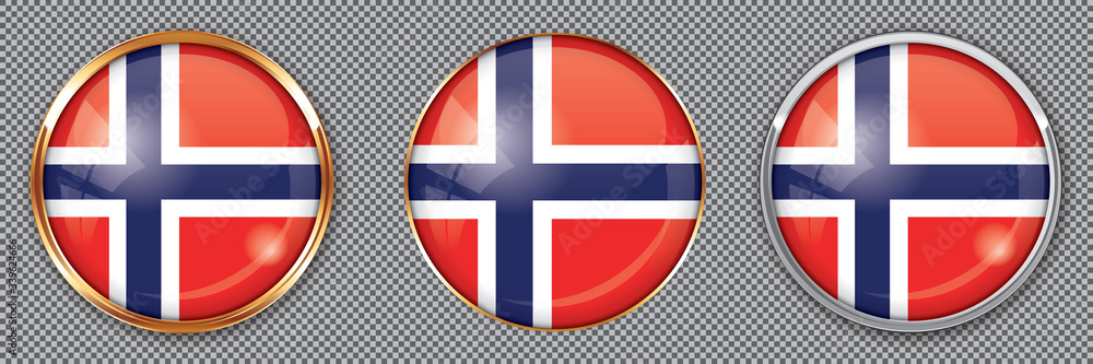 Round buttons with flag of Norway on transparent background Round buttons with flag of Norway on transparent background