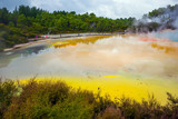 The lake with yellow hot water